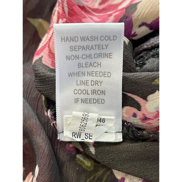 Mason + Mackenzie Kimono Size Small Floral Sheer Open Front Cardigan Black Pink - Picture 5 of 7